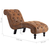 Chaise Lounge Brown Faux Suede Leather - Low Angle