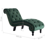 Chaise Lounge Green Velvet - Low Angle