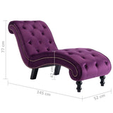 Chaise Lounge Purple Velvet - Low Angle