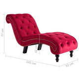 Chaise Lounge Red Velvet - Low Angle