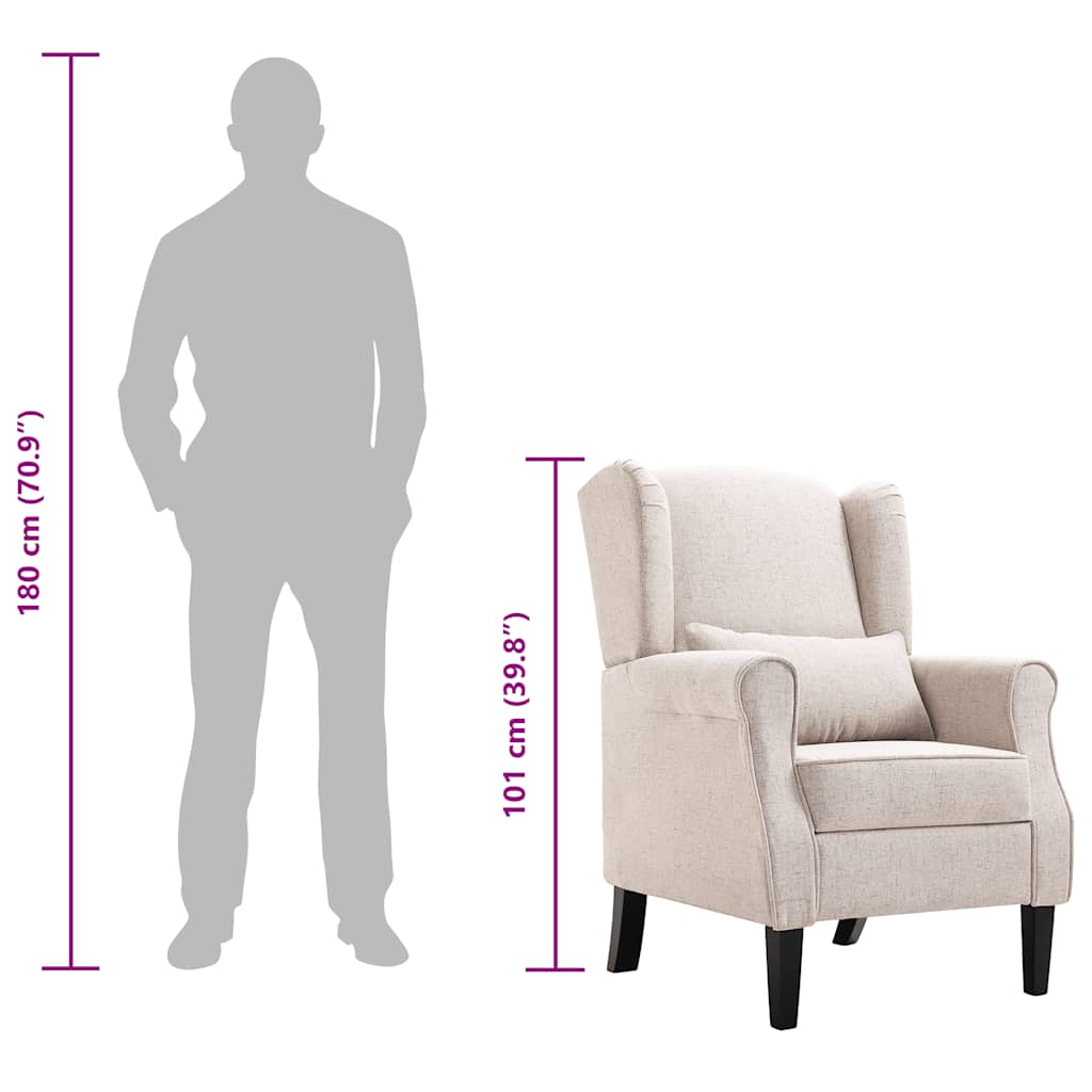 Armchair Beige Fabric