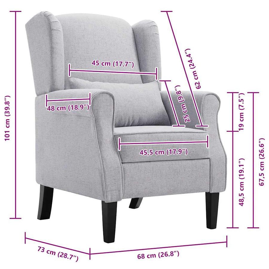 Armchair Light Grey Fabric