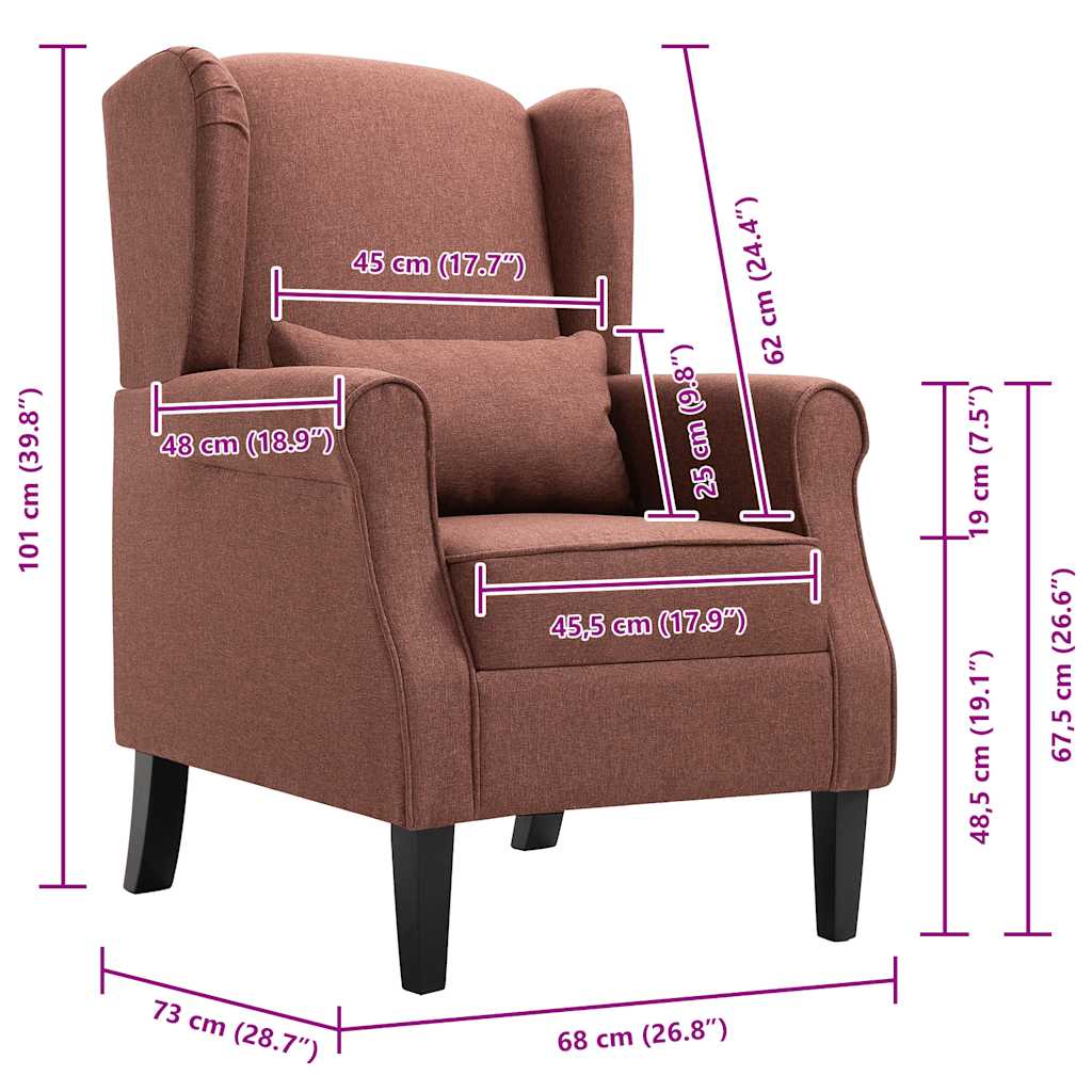 Armchair Brown Fabric