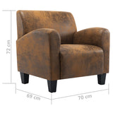 Sofa Chair Brown 70x69x72 cm Faux Suede Leather - Extra Image
