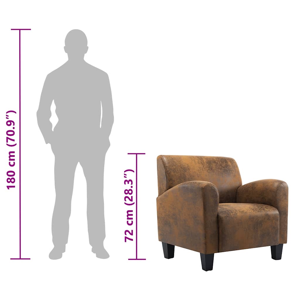 Sofa Chair Brown 70x69x72 cm Faux Suede Leather