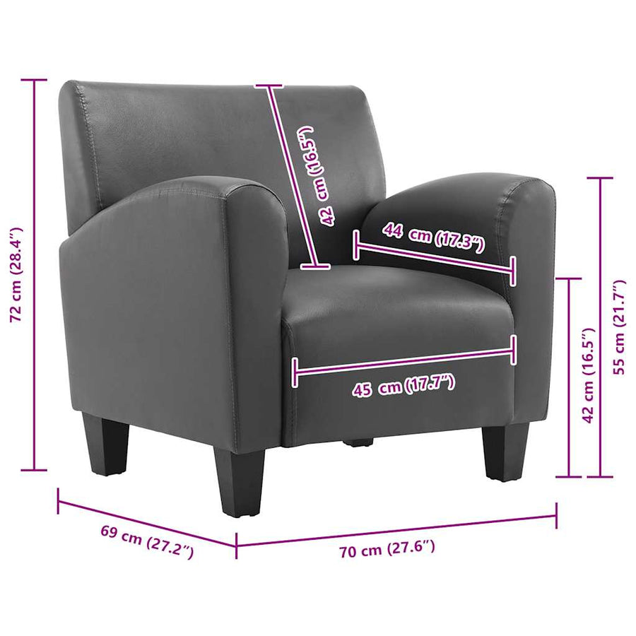 Sofa Chair Grey Faux Leather