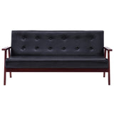 3-Seater Sofa Black Faux Leather - Side View