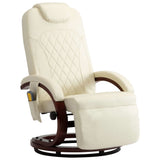 TV Massage Recliner Cream White Faux Leather - Front View