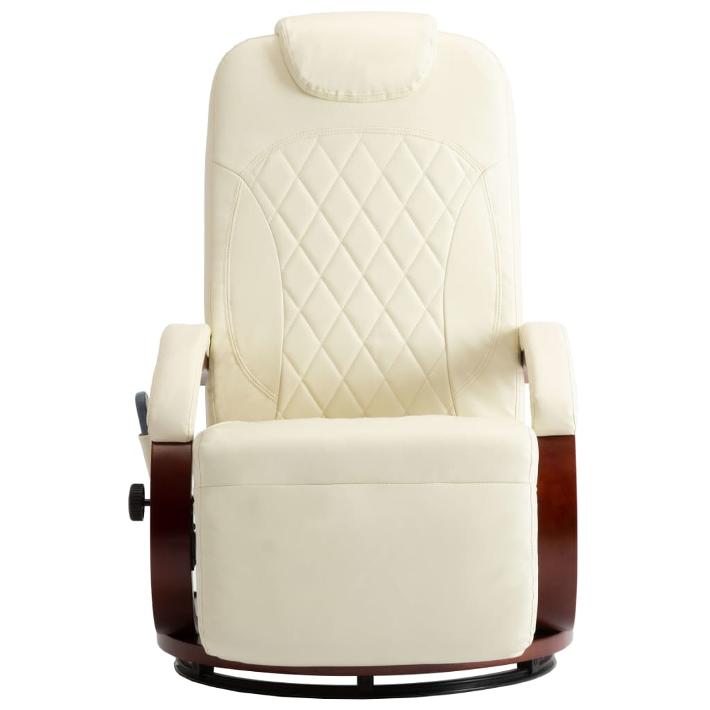 TV Massage Recliner Cream White Faux Leather
