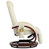 TV Massage Recliner Cream White Faux Leather