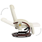 TV Massage Recliner Cream White Faux Leather