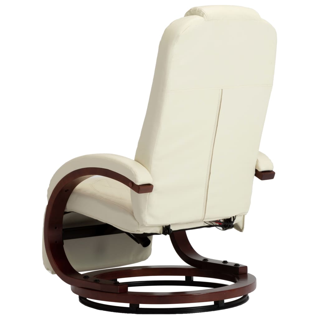 TV Massage Recliner Cream White Faux Leather