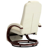 TV Massage Recliner Cream White Faux Leather - Rear View
