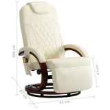 TV Massage Recliner Cream White Faux Leather