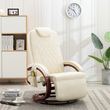 TV Massage Recliner Cream White Faux Leather
