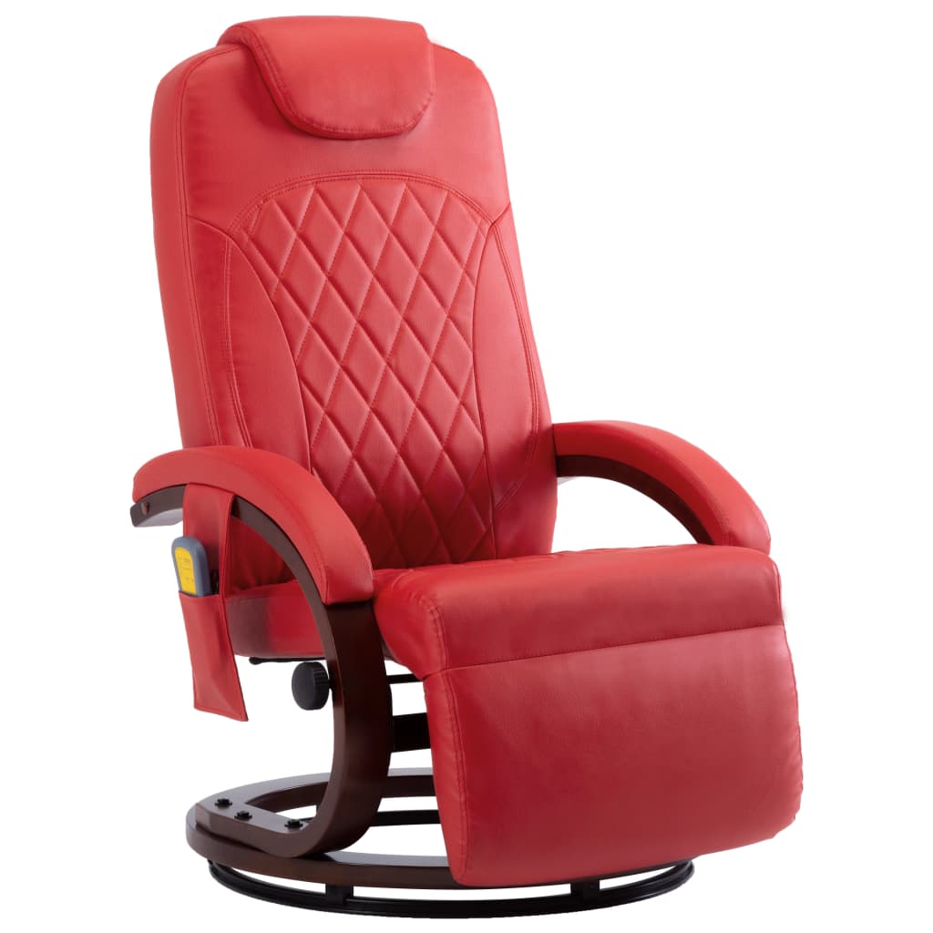 TV Massage Recliner Red Faux Leather