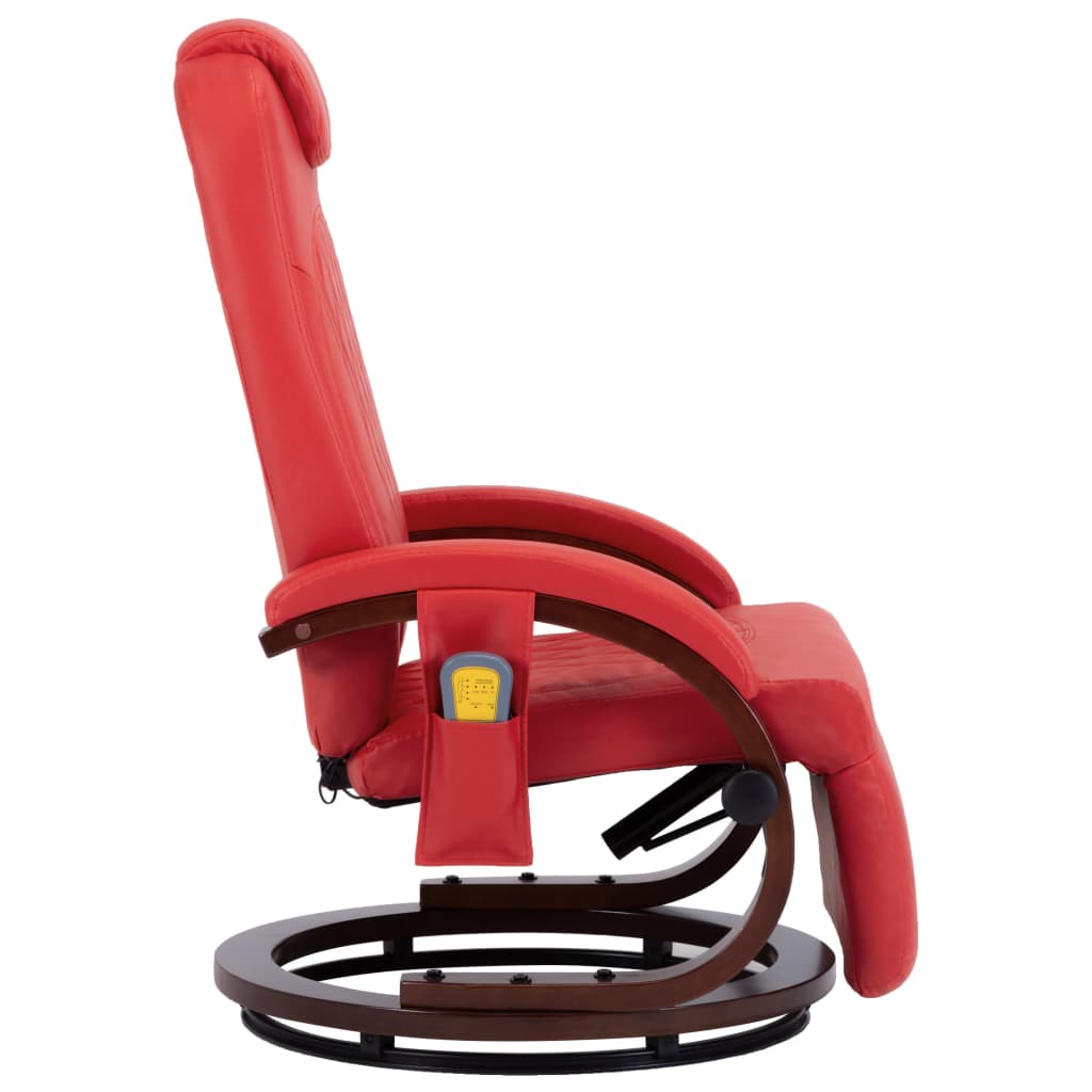TV Massage Recliner Red Faux Leather