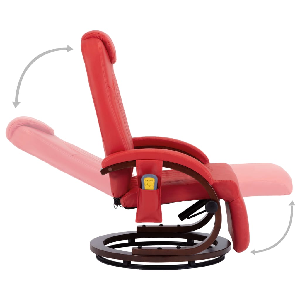 TV Massage Recliner Red Faux Leather