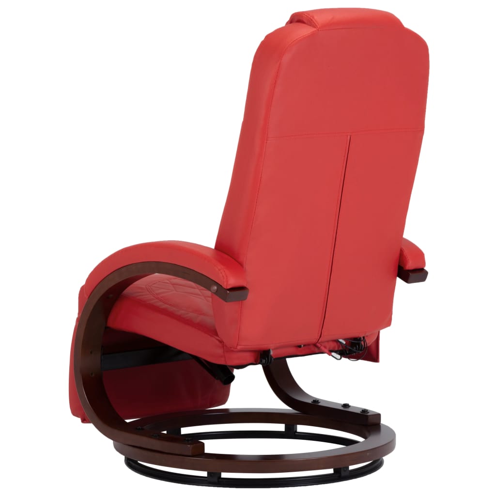 TV Massage Recliner Red Faux Leather