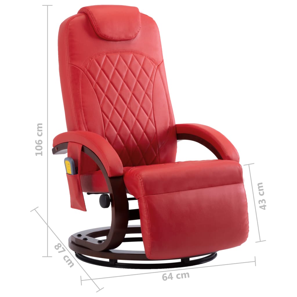 TV Massage Recliner Red Faux Leather