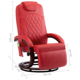 TV Massage Recliner Red Faux Leather