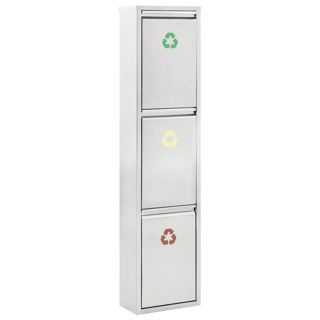 Recycle Dustbin Silver Stainless Steel 24 L