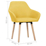 Dining Chairs 2 pcs Yellow Fabric - Rear View