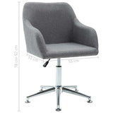 Swivel Dining Chair Light Grey Fabric - Low Angle