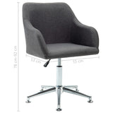 Swivel Dining Chair Dark Grey Fabric - Low Angle