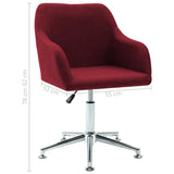 Swivel Dining Chair Wine Red Fabric - Low Angle