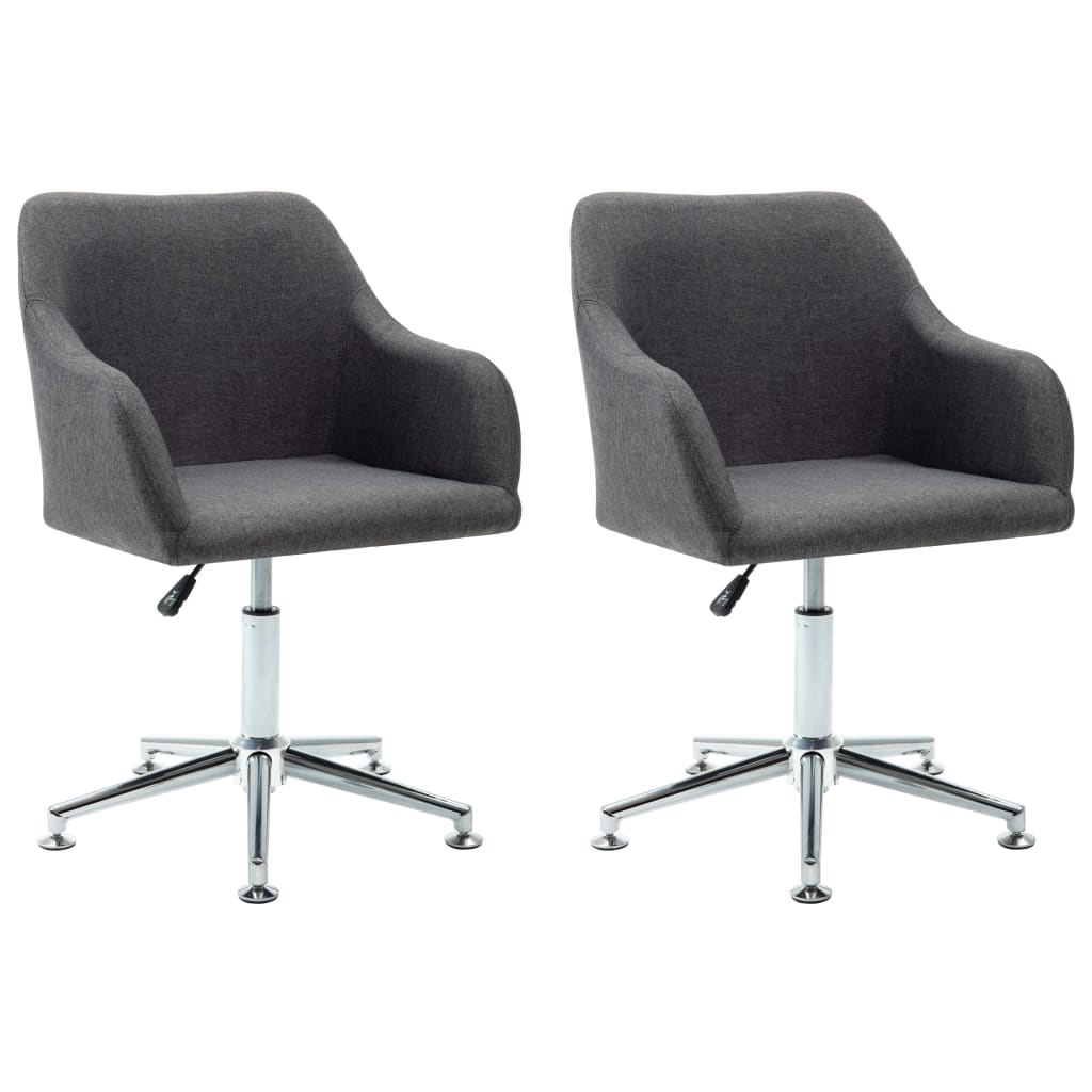 Swivel Dining Chairs 2 pcs Dark Grey Fabric