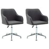 Swivel Dining Chairs 2 pcs Dark Grey Fabric