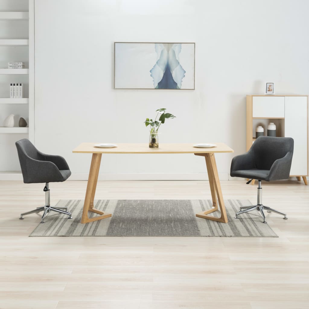 Swivel Dining Chairs 2 pcs Dark Grey Fabric