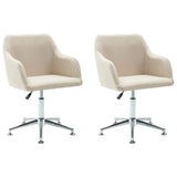 Swivel Dining Chairs 2 pcs Cream Fabric - Front View