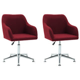 Swivel Dining Chairs 2 pcs Wine Red Fabric - Front View