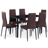 Seven Piece Dining Set Brown - 45-Degree Angle