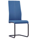 Cantilever Dining Chairs 2 pcs Blue Faux Leather - Front View