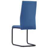 Cantilever Dining Chairs 2 pcs Blue Faux Leather - 45-Degree Angle