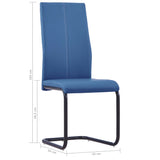 Cantilever Dining Chairs 2 pcs Blue Faux Leather - Low Angle