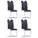 Cantilever Dining Chairs 4 pcs Black Faux Leather
