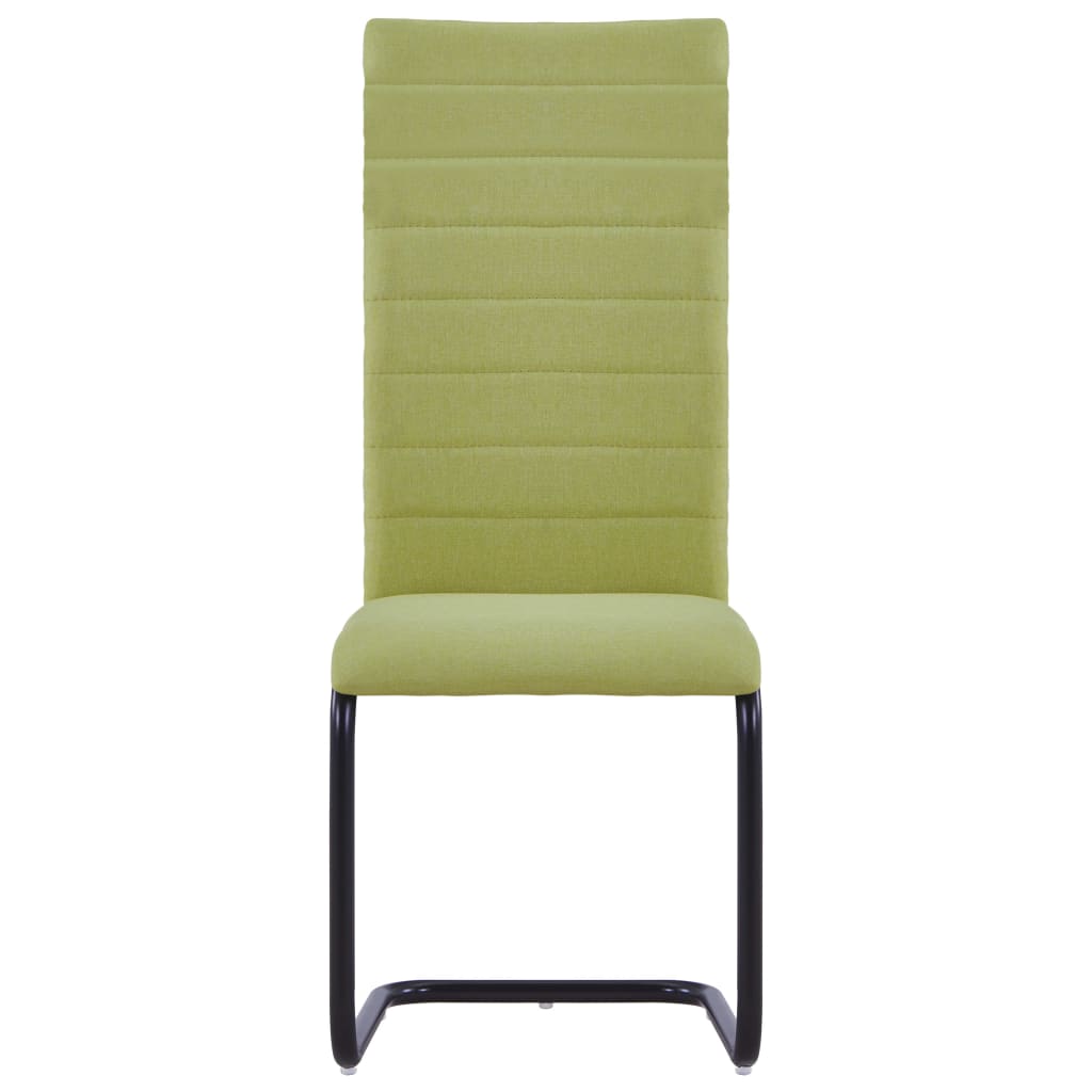 Cantilever Dining Chairs 2 pcs Green Fabric