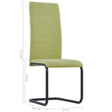 Cantilever Dining Chairs 2 pcs Green Fabric - Low Angle