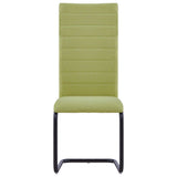 Cantilever Dining Chairs 4 pcs Green Fabric - Side View