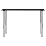 Dining Table Black 120x60x75 cm Tempered Glass - Front View
