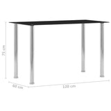 Dining Table Black 120x60x75 cm Tempered Glass - 45-Degree Angle