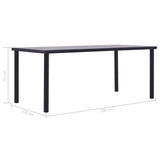 Dining Table Black and Concrete Grey 200x100x75 cm MDF - 45-Degree Angle