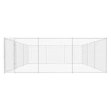 Outdoor Dog Kennel Galvanised Steel 570x570x185 cm - Front View