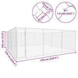 Outdoor Dog Kennel Galvanised Steel 570x570x185 cm - 45-Degree Angle