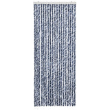Insect Curtain Blue, White and Silver 56x185 cm Chenille - Side View