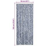Insect Curtain Blue, White and Silver 56x185 cm Chenille - Close-Up Angle